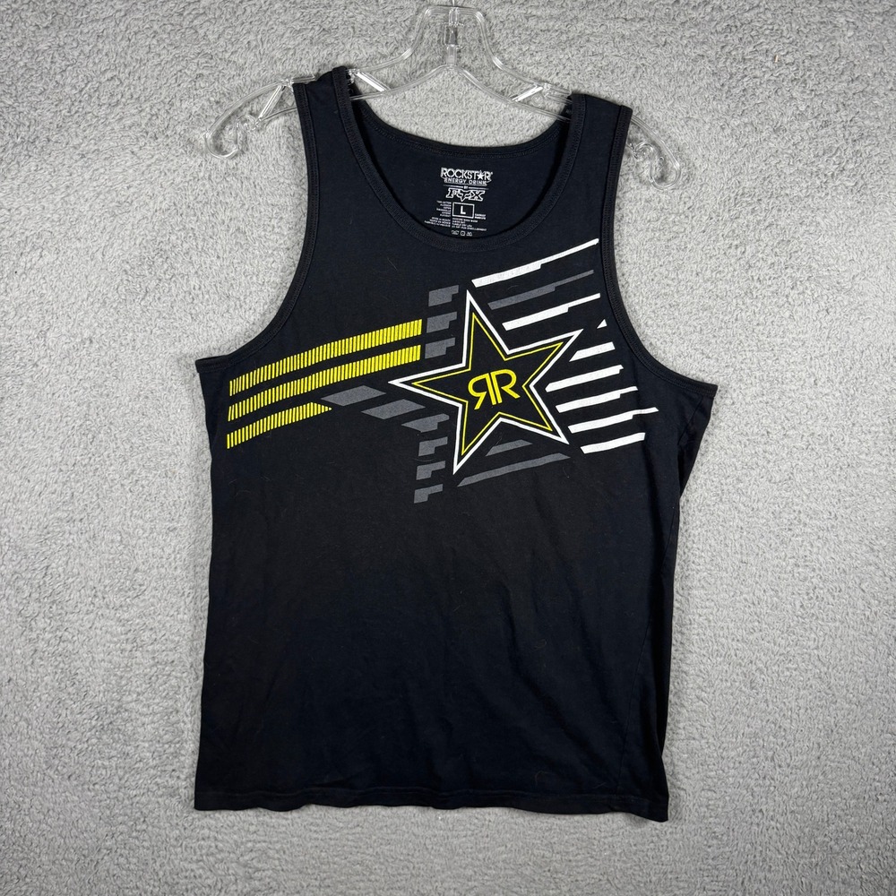 Fox Racing Rockstar Energy Black Graphic Tank Top Men Large Motocross Sleeveless